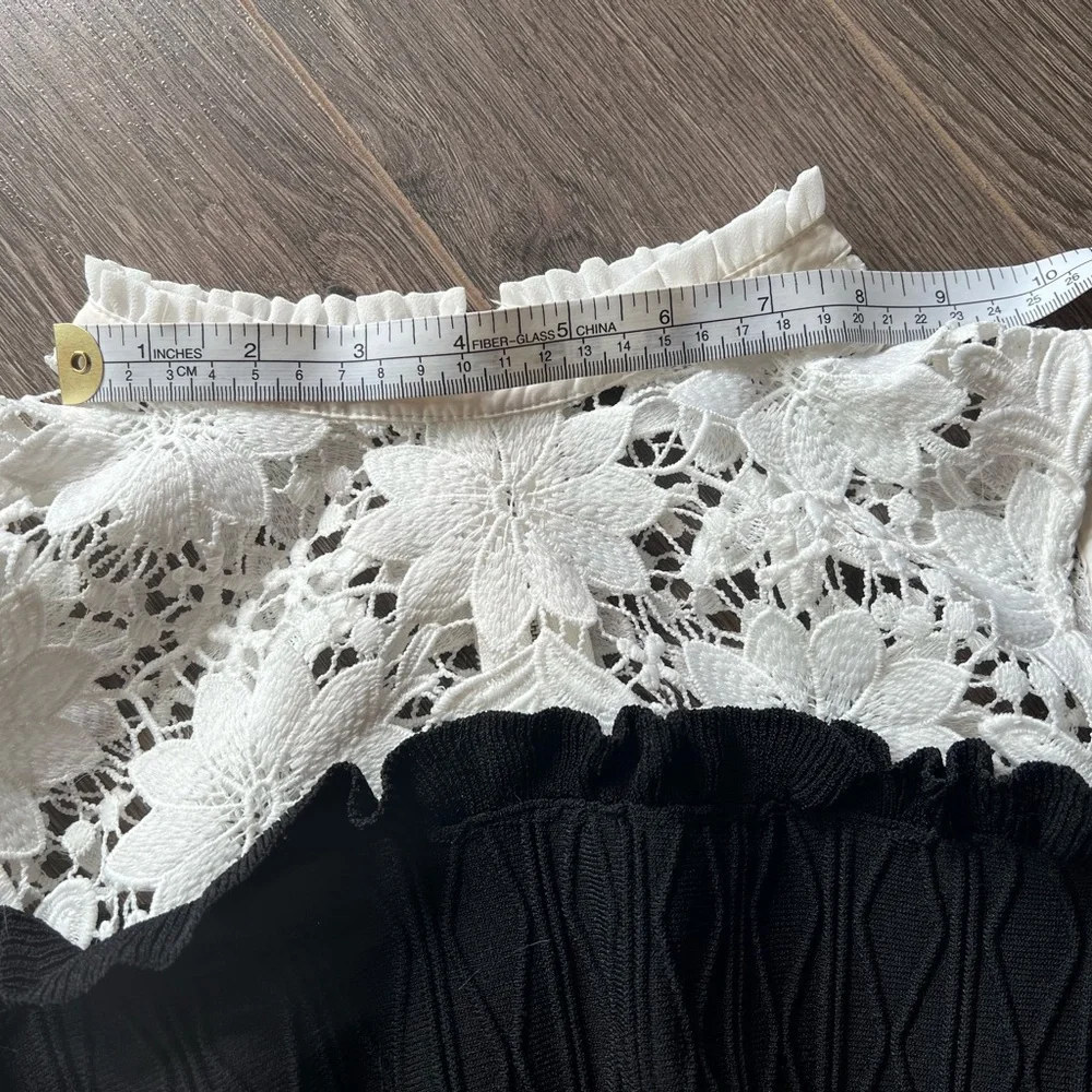 The Kooples lace collar compression knit romantic cold shoulder mini dress - Picture 16 of 16